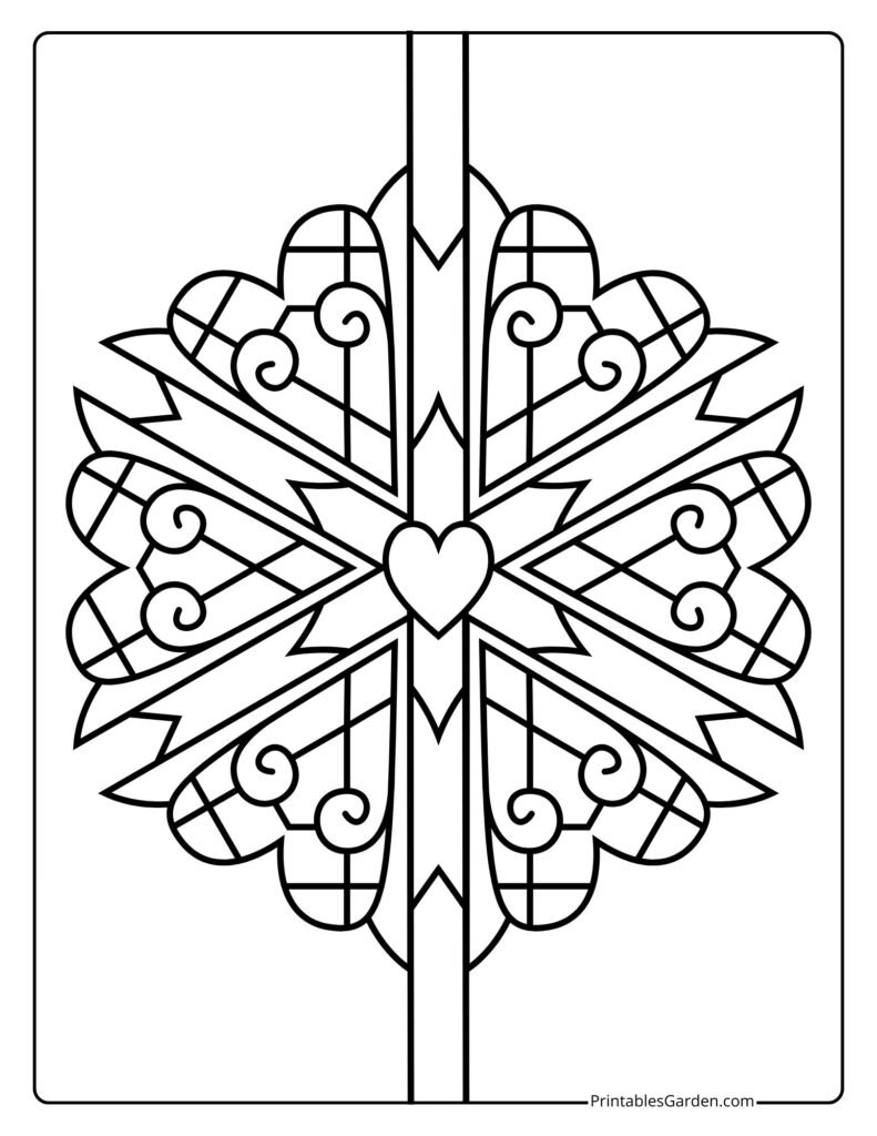 Heart mandala coloring pages printable PDF | Printables Garden