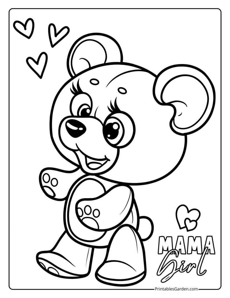Girl teddy bear coloring pages | Printables Garden