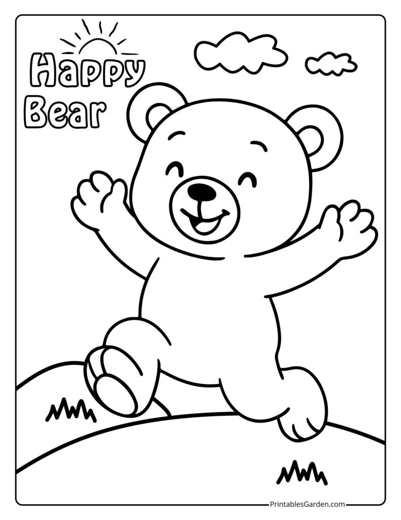 Happy bear coloring pages | Printables Garden