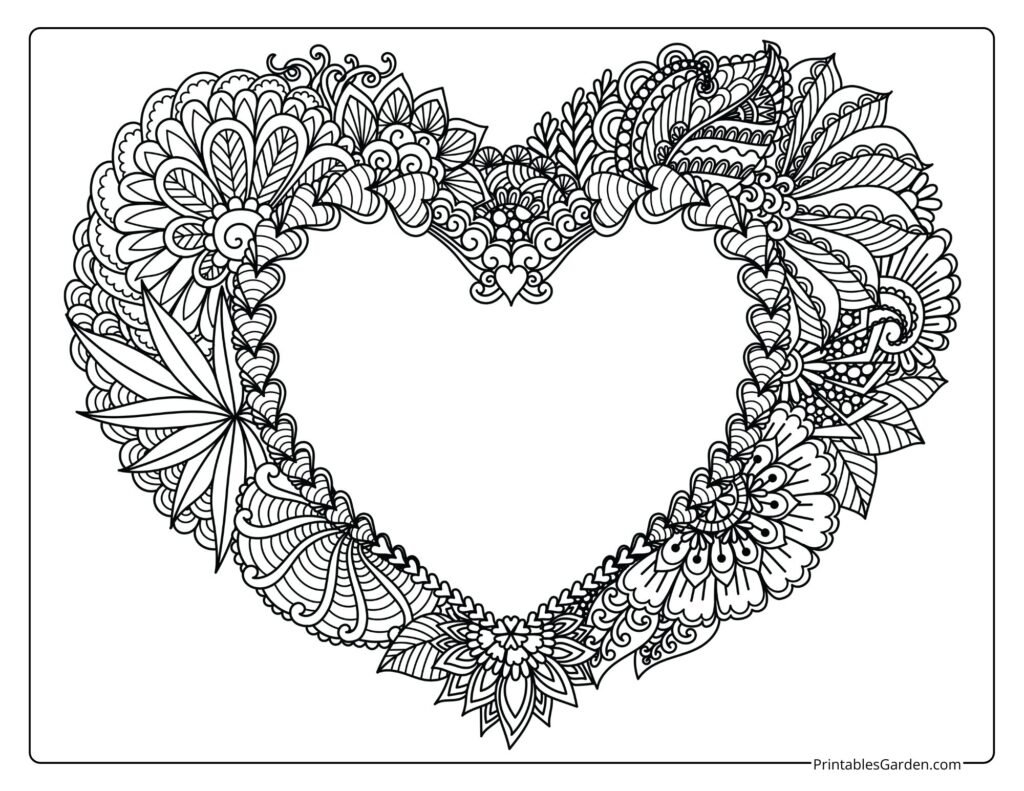 Heart mandala coloring pages | Printables Garden
