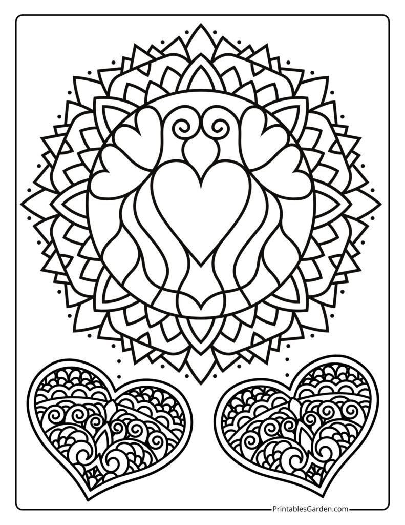 Heart mandala coloring pages free printable | Printables Garden