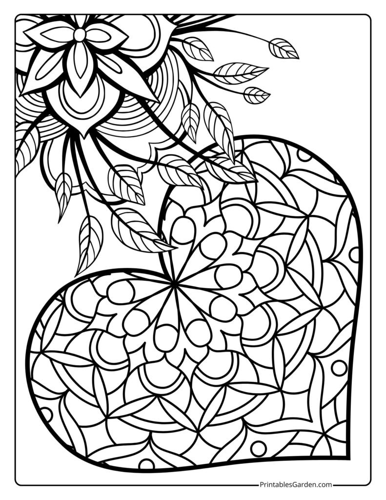 Heart mandala coloring pages free PDF | Printables Garden