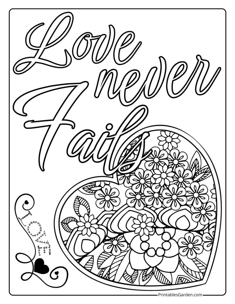 Romantic love quotes coloring pages | Printables Garden