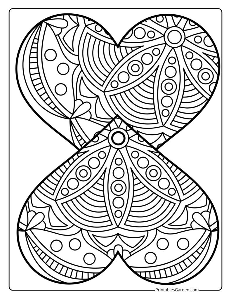 Mandala hearts Valentine coloring pages | Printables Garden