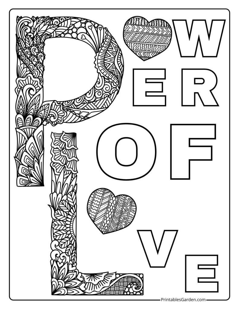 Love coloring pages for adults | Printables Garden