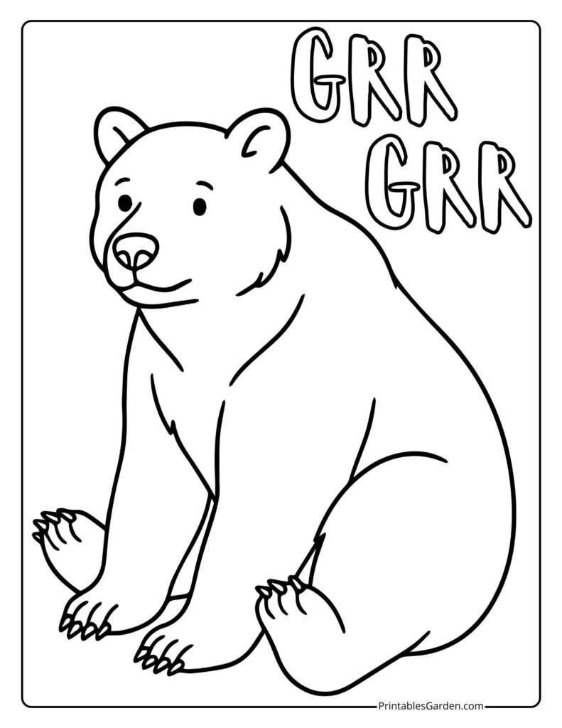 Realistic bear coloring pages | Printables Garden