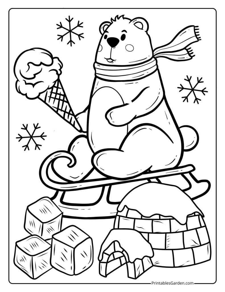 Realistic polar bears coloring pages | Printables Garden