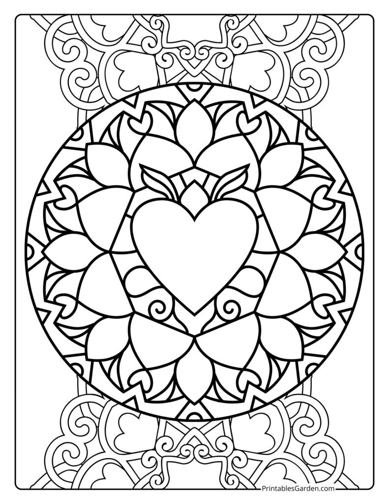 Heart mandala coloring pages printable | Printables Garden
