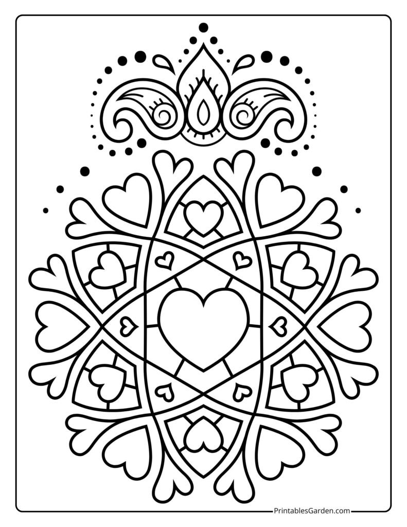 Heart adult mandala coloring pages | Printables Garden