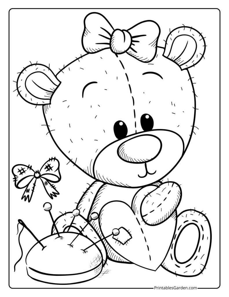 Girl Teddy bear coloring pages | Printables Garden