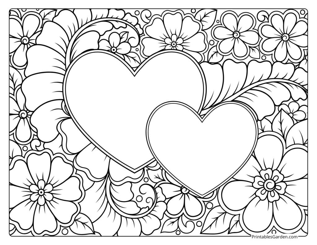 Mandala hearts Valentine coloring pages | Printables Garden