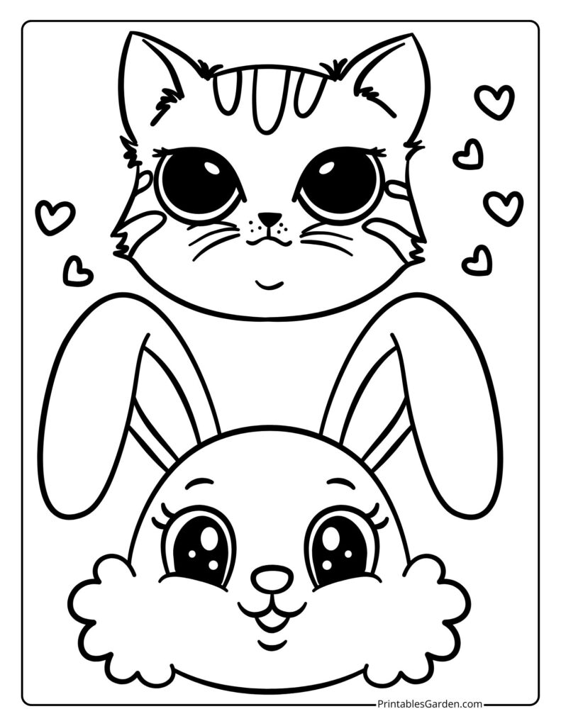 bunny and cat coloring pages | Printables Garden
