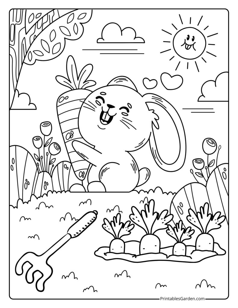 Easy bunny coloring pages | Printables Garden