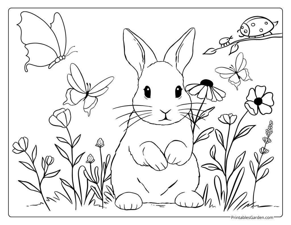 realistic rabbit coloring pages | Printables Garden